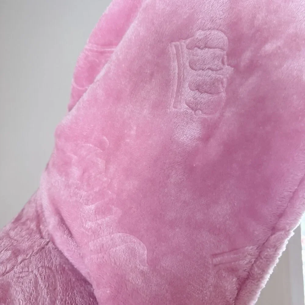 Juicy Couture Pink Plush Hooded Robe S/M Y2K Coquette Velour Spa Loungewear - Picture 11 of 16